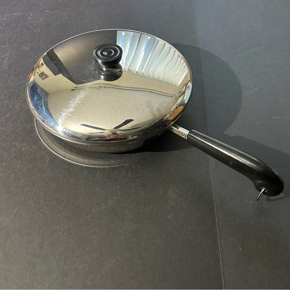Large Revere Ware 10" Skillet Copper Bottom Pan and Lid Stove Top Cooking